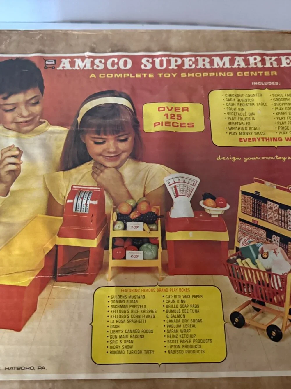 Vintage Amsco Supermarket With Original Box 1965 Shopping Playset W Accessories